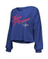 ფოტო #3 პროდუქტის Women's Threads Royal Texas Rangers 2023 World Series Champions Off-Shoulder Script Cropped Long Sleeve V-Neck T-shirt