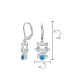 ფოტო #3 პროდუქტის Small Kitty Kitten Animal Pet Blue CZ Accent Dangle Cat Earrings For Women Sterling Silver Leverback