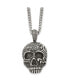 ფოტო #1 პროდუქტის Stainless Steel Antiqued Skull Pendant on a Curb Chain Necklace