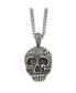 Фото #1 товара Stainless Steel Antiqued Skull Pendant on a Curb Chain Necklace