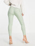 ASOS DESIGN high waist trousers in skinny fit in sage