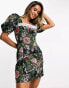 Фото #1 товара ASOS DESIGN tapestry milkmaid mini dress with ribbon detail in floral