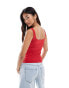 Stradivarius square neck cami top in red