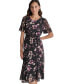 Фото #4 товара Women's Floral Flutter-Sleeve Belted Dress