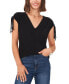 Women's Solid-Color V-Neck Shirred Shoulder Top