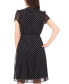 ფოტო #3 პროდუქტის Petite Dot-Print Split-Neck Short-Sleeve Dress