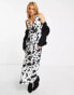 Фото #3 товара Violet Romance satin midi dress in cow print