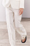 Zw collection straight fit linen blend trousers