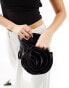 My Accessories satin rose grab bag in black