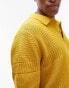 Фото #3 товара Topman knitted texture polo in mustard