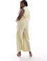 Фото #5 товара ASOS DESIGN Curve wide leg trouser with cutwork co-ord in khaki