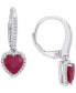 ფოტო #1 პროდუქტის Ruby (2-1/10 ct. t.w.) & Diamond (1/4 ct. t.w.) Heart Leverback Drop Earrings in 14k White Gold
