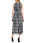 Women's Printed Faux-Wrap Sleeveless Pleated Fit & Flare Midi Dress