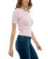 ფოტო #1 პროდუქტის Juniors' Short-Sleeve Crewneck Pointelle Sweater