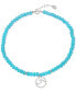 ფოტო #1 პროდუქტის Blue Crystal Bead Wave Charm Ankle Bracelet in Sterling Silver, Created for Macy's