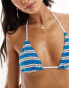 Фото #4 товара Bright Swimwear maria long island stripe triangle bikini top in blue and white