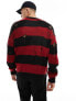 Фото #3 товара ASOS DESIGN knitted relaxed jumper in black and red stripe with distressing