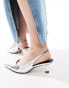 Фото #3 товара ASOS DESIGN Wide Fit Stroll slingback kitten heeled shoes in silver - SILVER