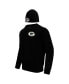 Men's Black Green Bay Packers Crewneck Pullover Sweater and Cuffed Knit Hat Box Gift Set