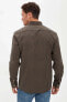Erkek Khakı Regular Fit Uzun Kollu Pamuklu Gömlek R5016AZ20AU
