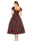 Women's Floral Brocade Cap Sleeve A Line Dress