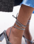 Фото #2 товара Topshop Ellis tie up sandal with block heel in blue metallic