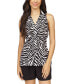 ფოტო #1 პროდუქტის Women's Zebra-Print Button-Front Sleeveless Top