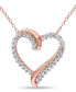 ფოტო #1 პროდუქტის Created White Sapphire (3/4 ct. t.w.) Heart Pendant with Chain in 18k Rose Gold Over Silver