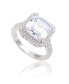 ფოტო #1 პროდუქტის Suzy Levian Sterling Silver White Assher Cubic Zirconia Engagement Ring