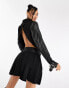 Missyempire tailored contrast leather look sleeve blazer co-ord in black