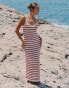 4th & Reckless x Luana Barron brittany knit maxi stripe beach dress in cherry red Красный, 36 - фото #1