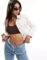 Фото #1 товара Hollister cropped denim jacket in white