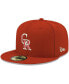Фото #1 товара Men's Red Colorado Rockies Logo White 59Fifty Fitted Hat