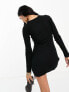 ASOS DESIGN long sleeve mini dress with split hem