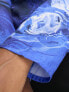 Monki tie waist wrap blouse in blue liqud print