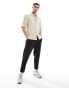 GANT short sleeve texture camp collar relaxed fit shirt in beige