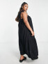 Фото #2 товара New Look Curve tie strap tiered smock midi dress in black