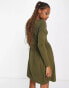 Pieces anga long sleeve dress in khaki