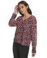 ფოტო #1 პროდუქტის Women's Long-Sleeve Printed V-Neck Blouse