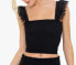 Фото #1 товара Peixoto 299766 Women's Cropped Tube Top W/ Floral Straps, Black Size MD