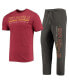 ფოტო #2 პროდუქტის Men's Heathered Charcoal and Maroon Arizona State Sun Devils Meter T-shirt and Pants Sleep Set