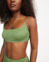 South Beach mix & match crop bikini top in khaki crinkle