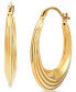 ფოტო #1 პროდუქტის Small Ridge Texture Hoop Earrings in 14k Gold
