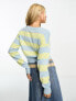 Noisy May cropped jumper in blue and yellow stripe