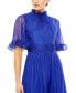 Women's Ruffled High Neck Flutter Sleeve High Low Hem Gown