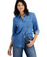 Фото #1 товара Petite Chambray Button-Up Shirt, Created for Macy's
