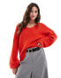 Фото #1 товара Threadbare fluffy v-neck slouchy jumper in red