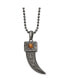 Фото #1 товара Chisel antiqued White Bronze Plated Tiger's Eye Horn Pendant Necklace