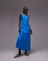 Topshop buckle back slip dress in bright blue Синий, 46 - фото #3