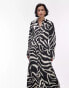 Фото #3 товара Topshop ruch side midi shirt dress in satin mono animal print